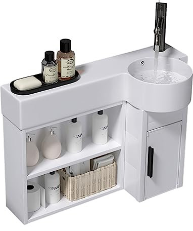 Kleiner Eck-badezimmerschrank Unterschrank Waschbecken Wandmontage Eckig Keramik Klein Wandwaschbecken Hängewaschbecken Mit Armaturloch Badezimmermöbel Eckwaschbecken ( Color : Right , Size : 55cm/21i