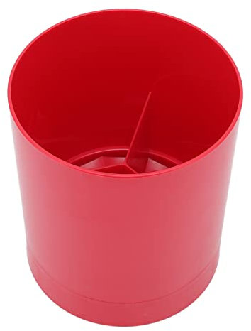 Récipient à ustensiles de cuisine rotatif à 360° - Porte-ustensiles de cuisine - Organisateur d'ustensiles pour plan de travail - Porte-ustensiles de cuisine - Baguettes, fourchette, cuillère (rouge)