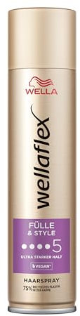 Wellaflex Fülle & Style Laque pour femme | Jusqu'à 48 heures de tenue ultra forte | Pour cheveux pleins et volumineux | Doux pour le cuir chevelu | Testé dermatologiquement | Formule végétalienne |