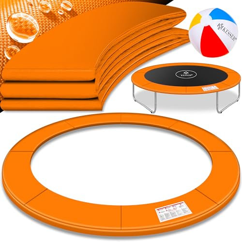KESSER® - Trampolin Randabdeckung Ø 427 cm, 30cm breit 100% UV-beständig reißfest Federabdeckung inkl. Beachball Orange