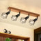Glitzerlife Deckenstrahler Schwarz 4 Flammig E14 Denckenspots - Holz Vintage Metall Deckenlampe Schwenkbar 350° MAX.25W Innen für Schlafzimmer Wohnzimmer Esszimmer Küche Ohne Leuchtmittel