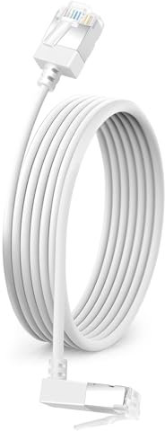 Dutevolns Ultra Thin Cat 6 Ethernet Cable 90° Downward Angle 1M, Flexible & Slim Rj45 Cat 6a LAN Lead Gigabit Applicable For PC, Router, Ps4/5, (White)