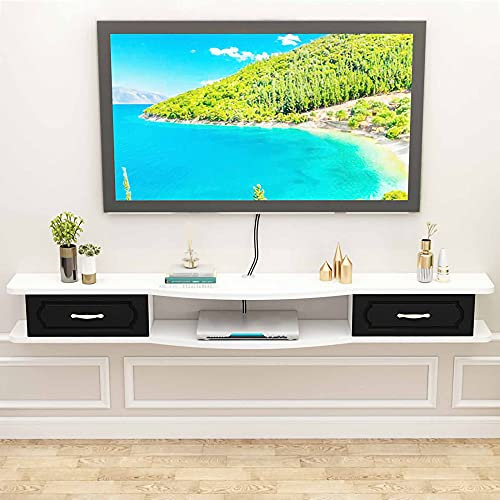 ASerZenith Schwebender TV-Ständer, wandmontierter TV-Schrank, hängende TV-Konsole aus massivem Holz, wandmontierter DVD-Player (B 140 cm)