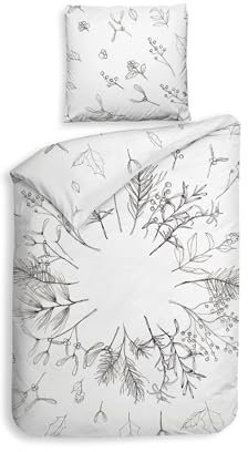 Heckett & Lane Renforce Bettwäsche 135x200 Fresia White Gräser Zweige Wende