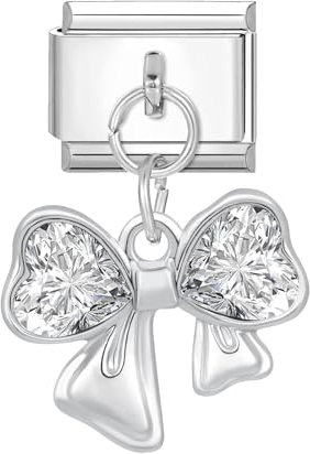 papasgix Italian Charms Module für 9mm Italian Charm Bracelet Silber Anhänger DIY Italian Style Charms für Damen Abnehmbar Italienisches Charm Armband Zubehör Geschenk(Schleife Silber)