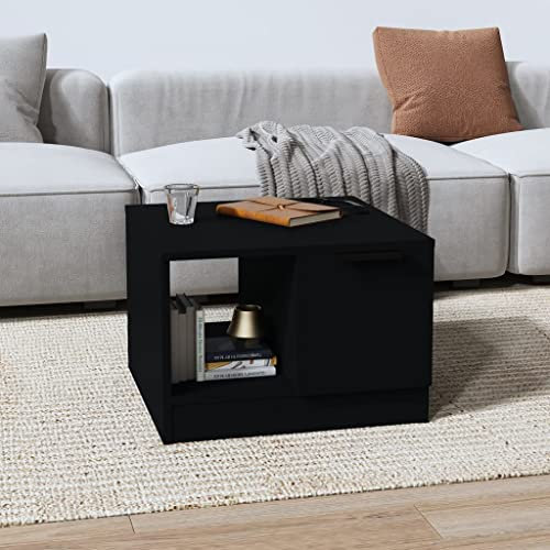 Genérico Couchtisch, stylischer Sofatisch in schöner Nussbaum Holz Optik, Wohnzimmertisch Sofatisch für Wohnzimmer, Holz, Schwarz, 50 x 50 x 36 cm, Wenjingqi-811341