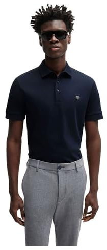 BOSS Herren C-Parris 01 Poloshirt aus merzerisierter Baumwolle mit Double-B-Monogramm Dunkelblau XXXL