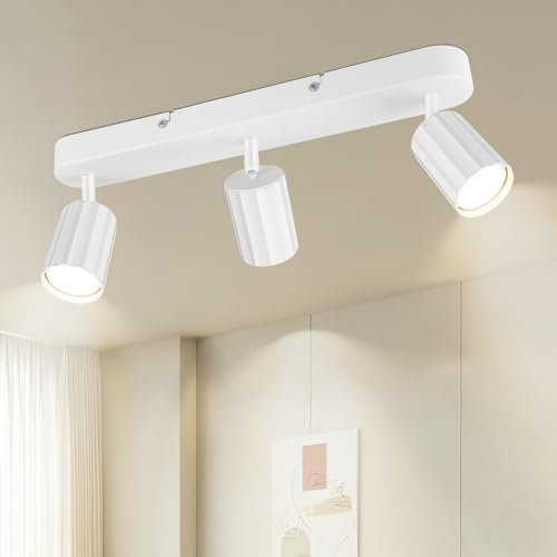 VEKIDOT Deckenstrahler LED 3 Flammig, Deckenleuchte Strahler Schwenkbar, Modern Weiß Deckenlampe Spot GU10, Wandstrahler Deckenspot für Küche Wohnzimmer Schlafzimmer (Ohne Leuchtmittel)