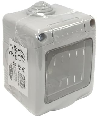 Aufputzdose mit Deckel, 2 Module, ideal für Elektroinstallationen, Verbindungsschutz und Kabelorganisation.