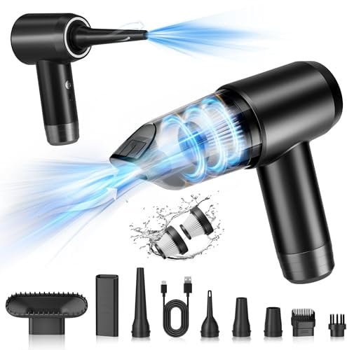 Verdantree 3 in 1 Aspirapolvere Auto 15000PA, Mini Aspirabriciole Auto Ricaricabile Con Due livelli di aspirazione da e 2 HEPA Filtro, Aspirabriciole Senza Fili per Auto Casa Peli di Animali Domestici