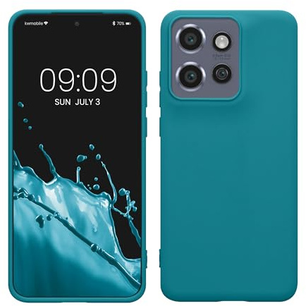 kwmobile Case for Motorola Edge 60 Neo/Edge 50 Neo/ThinkPhone 25 Case - Soft Cover - Shockproof TPU Material - Wireless Charging - Petrol