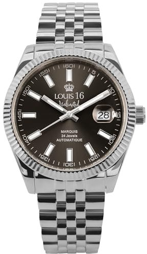 LOUIS XVI Marquis Automatik 3020 - Ø 41.5 mm - Herren Uhr - Wasserdicht - Armband Silber - Zifferblatt Grau - Automatikuhr