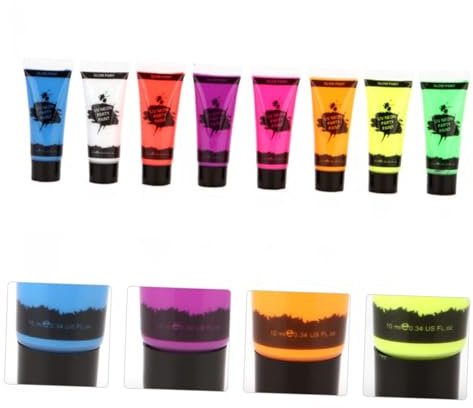 DRESSOOS 8piezas Faciales Fluorescentes Colores Neón Para Oscuridad Sin Respetuosa