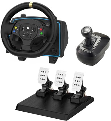 DOYO Racing Wheel with Pedals and Shifter, 1080° Gaming Racing Wheel, Hall Effect Pedals, Vibration Feedback, Paddle Shifters, Steering Wheel for PC, Xbox One, Xbox Series X|S, PS3 and Switch