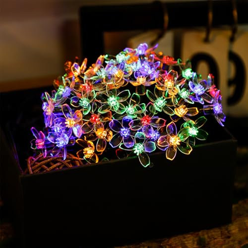 ENLACE Lichterkette Blumen, 6M 40 LED Kirschblüten Lichterketten Batteriebetrieben, 2 Modi Funkeln und Dauerlicht, Bunt Blumen Lichterkette für Garten, Hochzeit, Innen, Außen, Party Dekoration