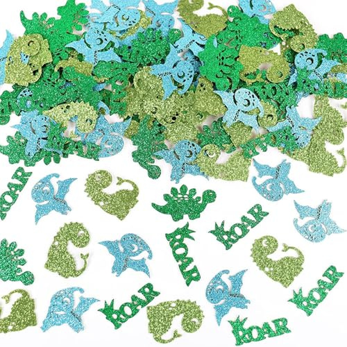 Ovanda Dino Geburtstag Deko, 100 Stück Dinosaurier Konfetti Bunt | Dino Deko Kindergeburtstag, Konfetti Grün, für Dinosaurier Geburtstag,Dino Party Deko, Dino Thema Geburtstagstorte Dekoration