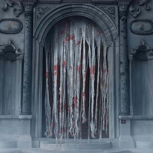 Topzora Halloween Türvorhang Blutstoff 100×200 cm – blutige Fetzen-Optik, weich & frei zuschneidbar – Gruselige Deko für Tür & Fenster, Flur, Partyraum – für Halloween-Party & Spukhaus