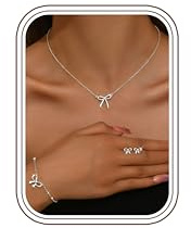 Krfy Schmuck Set Damen Gold Silber Schmuckset Edelstahl Perlen Halskette Armbänder Ohrringe Silberschmuck Kubik Zirkonia Bogen Damenkette Armband Ohrstecker Perlenkette Schmuck Damen
