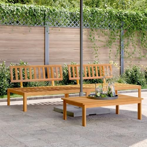 Hoopleep Garten-Mittelsofas aus Paletten, 2er-Set, Massivholz Akazie, geölt, 120x92x69 cm, modulares Outdoor-Sofa für Terrasse und Balkon, robuste Couch