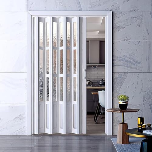 Pounjsd porte interieure accordeon, porte placard accordeon 203 cm, porte pliante telescopique, porte accordeon interieur pvc, porte coulissante pliante pour cuisine, buanderie, chambre, salle de bain