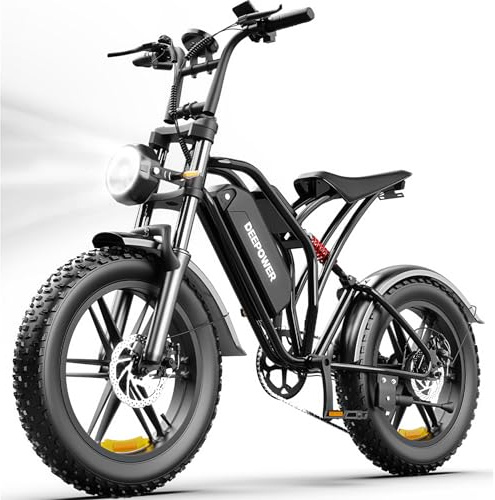 DEEPOWER S20 Bicicletta Elettrica Per Adulti, 48V 20Ah Batteria Rimovibile, Autonomia Lunga 120KM, 25 KM/H, Ebike Con Pneumatici Fat 20 Per Tutti I Terreni, 7 Marce, Sospensione Idraulica