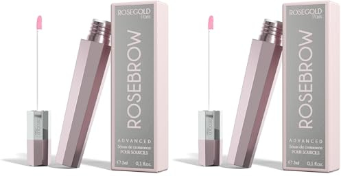 ROSEBROW Advanced Sérum de Croissance pour Sourcils Naturel par ROSEGOLD, Serum Sourcils Pousse +fournis +longs +épais, Fabriqué en France, sans hormone, Vegan (Cure 1 mois) (Lot de 2)