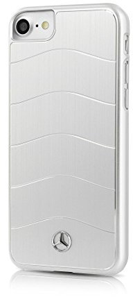 Mercedes-Benz MEHCP7CUSALSI Gebürstetes Aluminium Platte Hart Schutzhülle für Apple iPhone 8/7 mit Wawes Silber