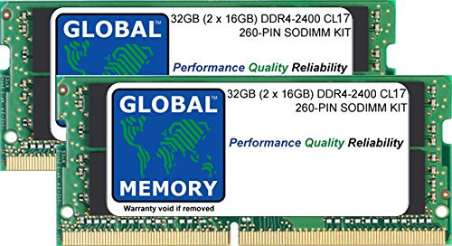 32GB (2 x 16GB) DDR4 2400MHz PC4-19200 260-PIN SODIMM Memoria RAM Kit para Intel 27 Pulgadas Retina 5K iMac (2017)