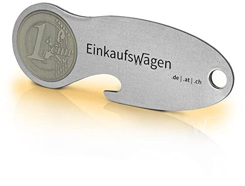 Einkaufswagenlöser Münze F2 / Schlüsselanhänger Einkaufschip mit Schlüsselfundservice/Abziehbarer Einkaufswagenchip Metall, Chip Einkaufswagen, Key Finder / 1 Stück