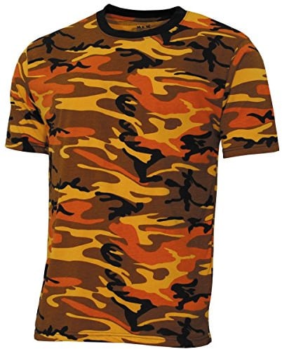 MFH Men's US Streetstyle T-Shirt Orange Camo Size 3XL