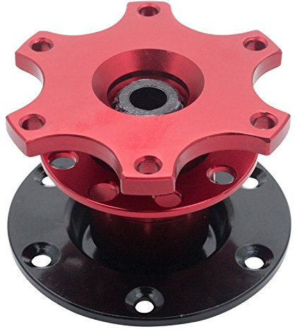 MASO Car Steering Wheel Hub Universal 6-Holes Quick Release Snap Off Steering Wheel Boss Hub Adapter Race/Rally/Motorsport (Red)