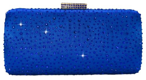 Boutique De FGG Damen Kristall Abendtasche Hochzeit Strass Handtasche Braut Diamant Clutch Tasche Party Tasche,Mini,Blau