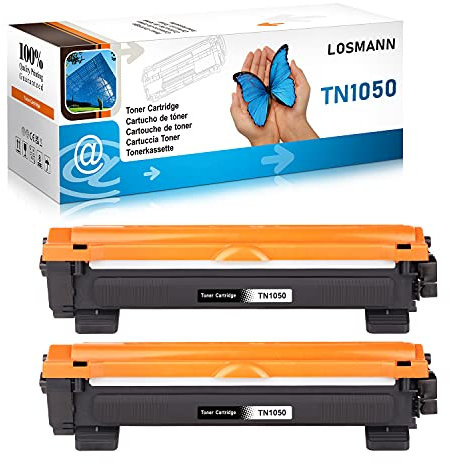 LOSMANN 2x Schwarz Toner kompatibel für Brother TN1050 TN-1050 für Brother HL-1201 1112E 1210W 1211W 1212W MFC-1810 1810E 1815 1910W 1911NW DCP-1510 1510E 1512 1512A 1512E 1601 1610W 1612 1612W 1616NW