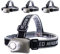linterna frontal cabeza led, ángulo ajustable de 90 grados, enfoque con sistema de zoom lente, con 4 modos de control de intensidad de brillo, 3 pilas AAA incluidas, 3 pilas AAA incluidas, pack x4