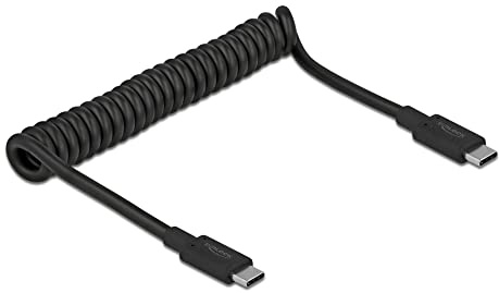 Delock 85350, USB 3.1 Gen 2 Spiralkabel Typ-C Stecker zu Type-C™ Stecker PD 3 A E-Marker (Chipsatz: RT1710 E-Marker, Datentransferrate bis zu SuperSpeed USB 10 Gbps)