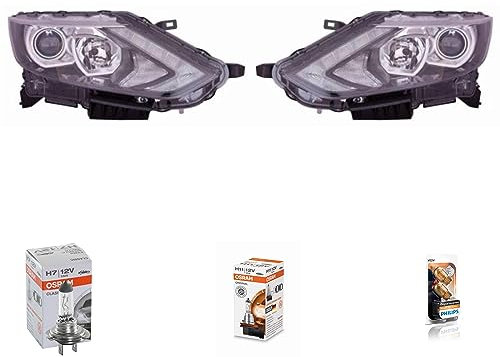 EISENFELS Bundle Set 70773907 Scheinwerfer rechts & links + Leuchtmittel H7 Classic + H11 Classic + PHILIPS WY21W kompatibel mit Qashqai II J11 J11_