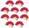 FANSOF.FANS Pack of 10 Fabric Handheld Fan with a Tassel Grade A Bamboo Ribs Party wedding Favour (Deep Pink)