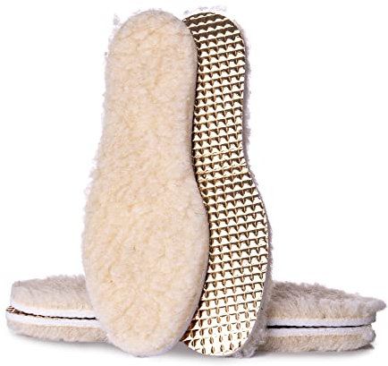 SULPO 2 Paare Winter-Einlagen - Weiche, warme Einlagen mit Oberseite aus Schafwolle - Unterseite aus PU-Schaum, mit Aluminiumisolierung - Thermo-Einlegesohlen für kaltes Wetter - Größen: 23-50