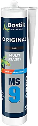 Bostik MS9 ORIGINAL – Mastic Multi Usages pour Jointer et Coller – Intérieur et Extérieur – Noir – Cartouche de 300ml