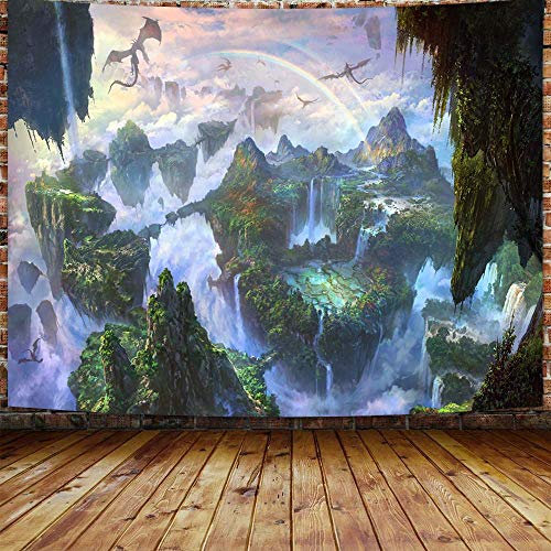 Puurbol Drachen Landschaft Wandteppich Fantasie Natur Wandbehang Ästhetisch
