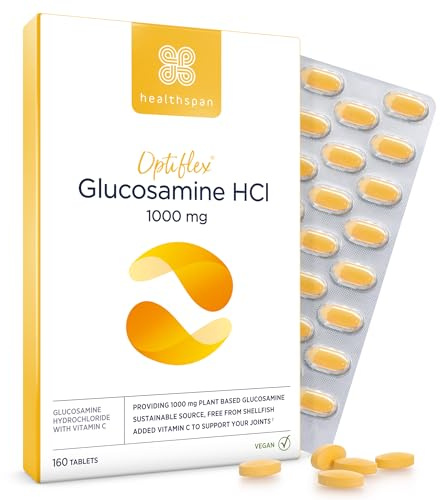 Healthspan Optiflex Glucosamine 1,000mg with Vitamin C | Joint Health | 40% More Glucosamine Per Gram | Sustainably Sourced | Vegan (160 Tablets)