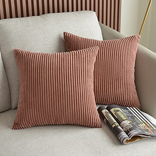 UPOPO 2er Set Kord Kissenbezug Dekorative Einfarbig Kissen Kissenhülle Kissenbezüge Dekokissen Zierkissen Sofakissen für Sofa Schlafzimmer Wohnzimmer mit Reißverschlüsse 45 X 45cm Marmeladen