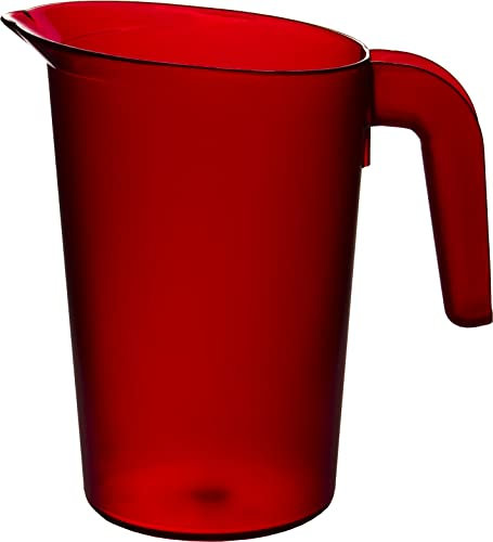 Roltex 1L Frosted Jug Drinks Pitcher Reusable Polycarbonate Plastic Virtually Unbreakable (Red)