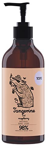 YOPE Jabón de Manos | Extracto de mandarina y de frambuesa | Glicerina vegetal | Hidratante | Desengrasante | Nutritivo | 98% Ingredientes naturales | Vegan formula | Mandarina y Frambuesa | 500ml
