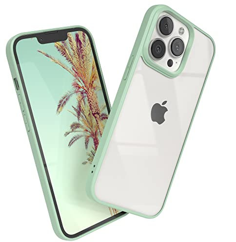 EAZY CASE Clear Hybrid Bumper Hülle kompatibel mit iPhone 13 Pro, Handyhülle mit Ultra Aufprallschutz, Stoßfest und Kratzfest, dünne Schutzhülle mit Kameraschutz, Slim Cover Handy Case, Grün