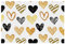 Handbemalte goldfarbene schwarze Herz-Tischsets, Set mit 6 Tischsets für Esstische, 30,5 x 45,7 cm, rutschfest, hitzebeständig, Küchentischsets