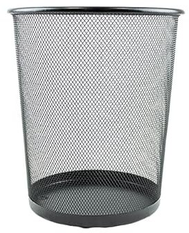 Corbeille à papier légère en maille métallique noire pour maison, bureau, chambre à coucher