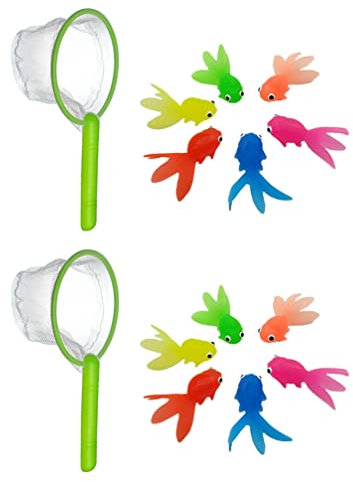 Toyvian Fishing Game Set, Swimming Pool Games Fishing Toys for Bathtub Shower Water Table Beach Water Toy, 2 Sets