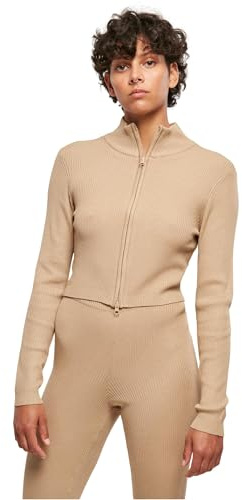 Urban Classics Damen Ladies Cropped Rib Knit Zip Cardigan