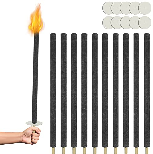 UISEBRT 25 Antorchas de cera Duración de combustión 100 minutos, antorchas de cera natural para exteriores con protección de manos, mango extra largo, para niños, caminata, jardín